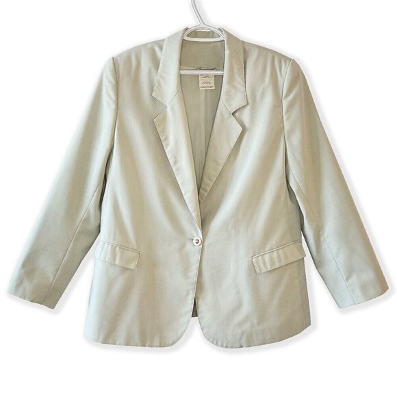 Vintage 80s D'Allairds Oversized Blazer - Light Sage Green - Lightweight Jacket - Picture 1 of 7